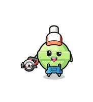 the woodworker lollipop mascot holding a circular saw vector