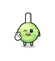 lollipop character doing Korean finger heart vector