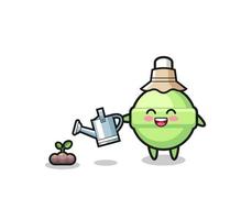 cute lollipop is watering plant seeds vector