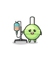 cute lollipop character standing with infusion pole vector