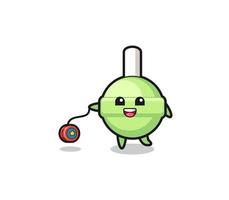 cartoon of cute lollipop playing a yoyo vector