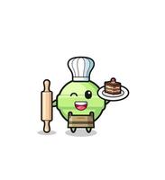 lollipop as pastry chef mascot hold rolling pin vector