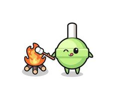 lollipop character is burning marshmallow vector