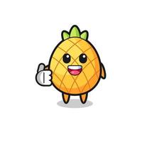 pineapple mascot doing thumbs up gesture vector