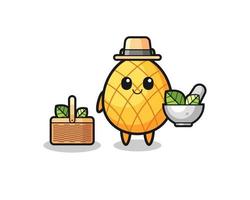 pineapple herbalist cute cartoon vector