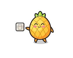 cartoon pineapple is turning off light vector