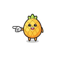 pineapple cartoon with pointing left gesture vector