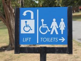 Lift and toilets sign photo