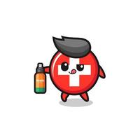 cute switzerland holding mosquito repellent vector