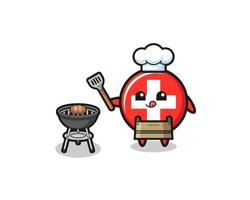 switzerland barbeque chef with a grill vector