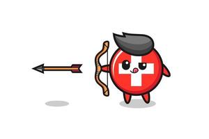 illustration of switzerland character doing archery vector