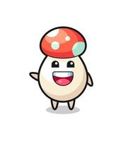 happy mushroom cute mascot character vector