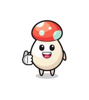 mushroom mascot doing thumbs up gesture vector
