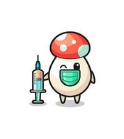 mushroom mascot as vaccinator vector