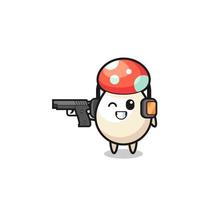 illustration of mushroom cartoon doing shooting range vector