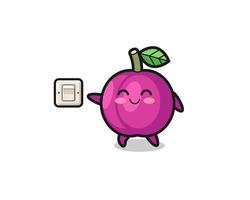 cartoon plum fruit is turning off light vector