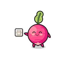 cartoon radish is turning off light vector