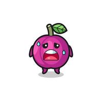 the fatigue cartoon of plum fruit vector