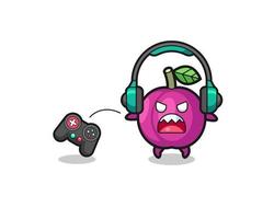 plum fruit gamer mascot is angry vector