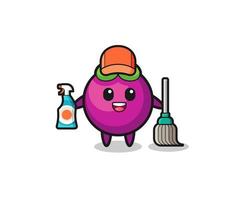 cute mangosteen character as cleaning services mascot vector