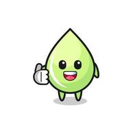 melon juice drop mascot doing thumbs up gesture vector