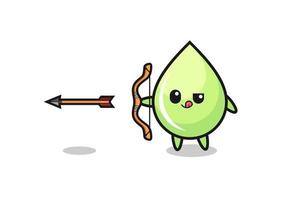 Ilustración de personaje de gota de jugo de melón haciendo tiro con arco vector