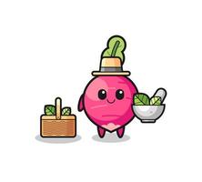 radish herbalist cute cartoon vector