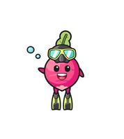 the radish diver cartoon character vector