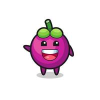 happy mangosteen cute mascot character vector