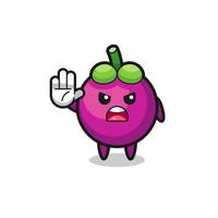 mangosteen character doing stop gesture vector