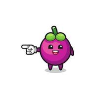 mangosteen cartoon with pointing left gesture vector