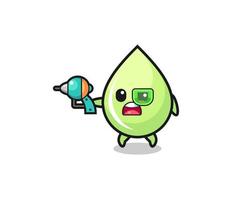 cute melon juice drop holding a future gun vector