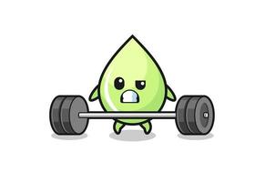 cartoon of melon juice drop lifting a barbell vector