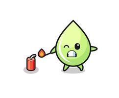 melon juice drop mascot illustration playing firecracker vector