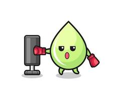 melon juice drop boxer cartoon doing training with punching bag vector