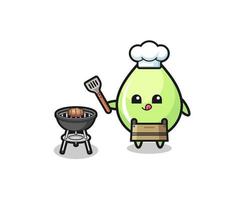 melon juice drop barbeque chef with a grill vector