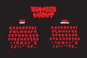 vector de alfabeto de noche de zombies, fuente de pantalla espeluznante.