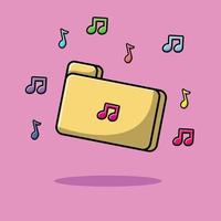 Music Folder Icons with Tune and Note of Music Vector Illustration