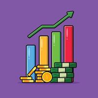 Money With Gold Coins Statistic Illustration vector