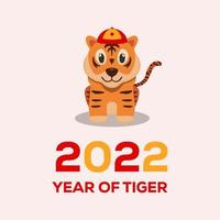 2022 year of tiger simple design. happy Chinese new year with tiger shio design vector illustration