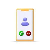 3d object smartphone incoming phone call icon. incoming call 3d icon, 3d phone vector