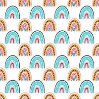 Colorful rainbows in doodle style, vector seamless pattern