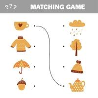 Children educational game. Match elements. Vector matching game.