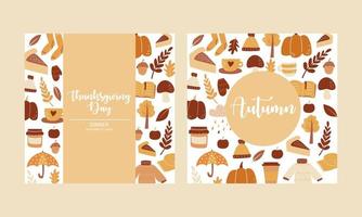 conjunto de otoño, elementos dibujados a mano. perfecto para tarjetas, carteles, invitaciones. vector