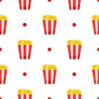 Popcorn. Seamless pattern with popcorn pack. Vector illustration on white