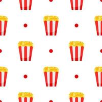 Popcorn. Seamless pattern with popcorn pack. Vector illustration on white