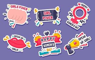 Happy Women's Day Sticker Set vector