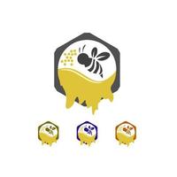 diseño de logotipo de abeja de miel etiqueta de miel dulce vector