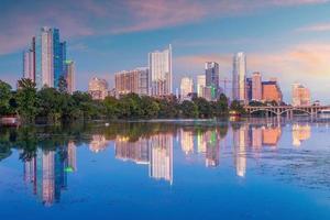 Austin city downtown skyline cityscape of Texas USA photo