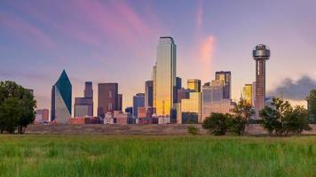 Dallas city downtown skyline cityscape of Texas USA photo